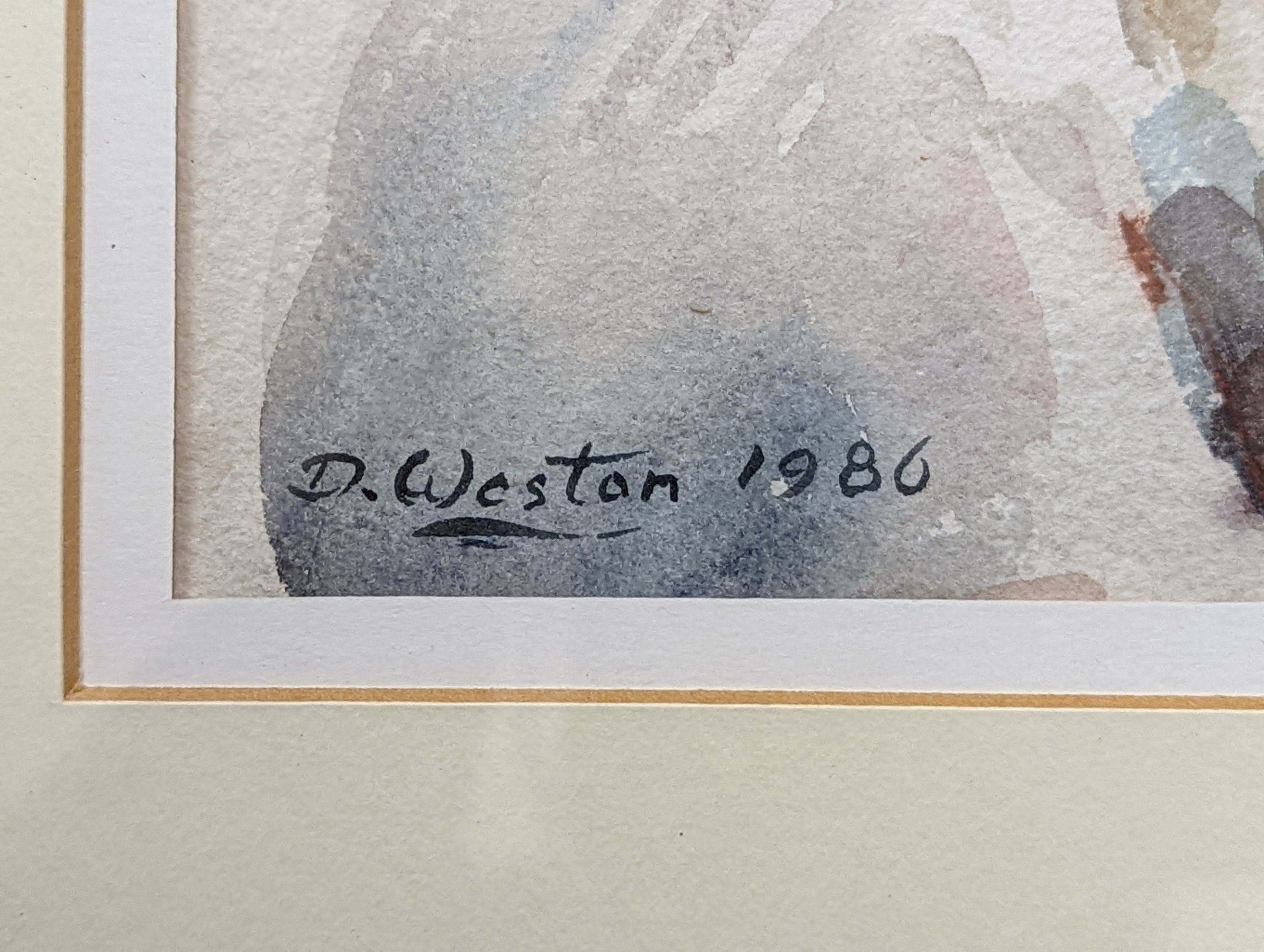 David Weston (b.1942), watercolour, Reclining female nude, signed and dated 1986, 13 x 27cm